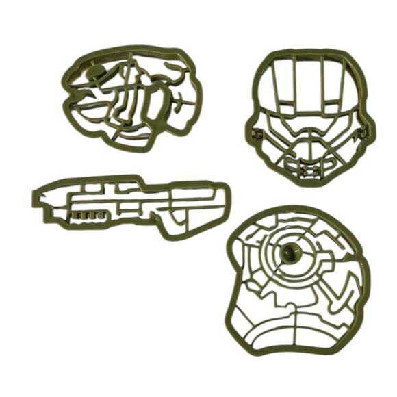 Halo Studios Xbox Microsoft 4 Cookie Cutter Baking Set Master Chief Helmet - Picture 1 of 8